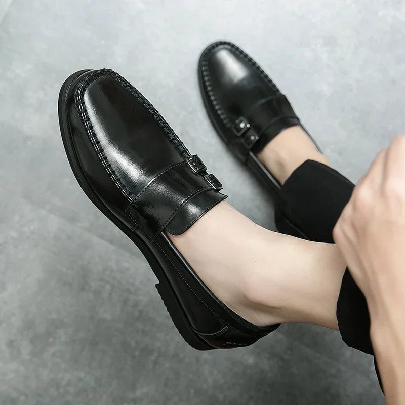 Business men's loafers Comfortable flat bottomed Elegant gentleman style Daily work Outdoor leisure street 38-46 leather shoes