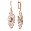 Hot 585 Rose Gold Color Flower Dangle Earrings for Women Square Colorful Natural Zircon Accessories Daily Fine Jewelry