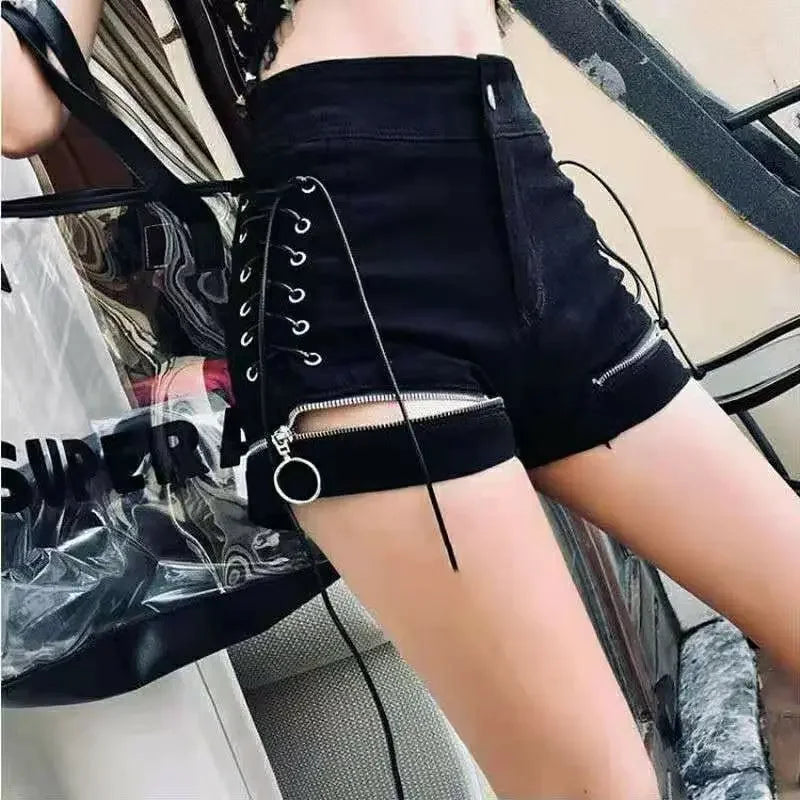 Youthful New In High Waist Wide Women's Denim Shorts Fashion Clothing 2025 Low Price Trend Design Kpop Female Short Jeans Pants