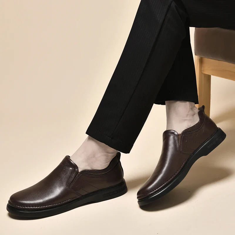 Genuine Leather for Men Business Shoes Stylish Male Comfortable Flats All-match Male Driving Shoes Classic Men Shoes for Wedding