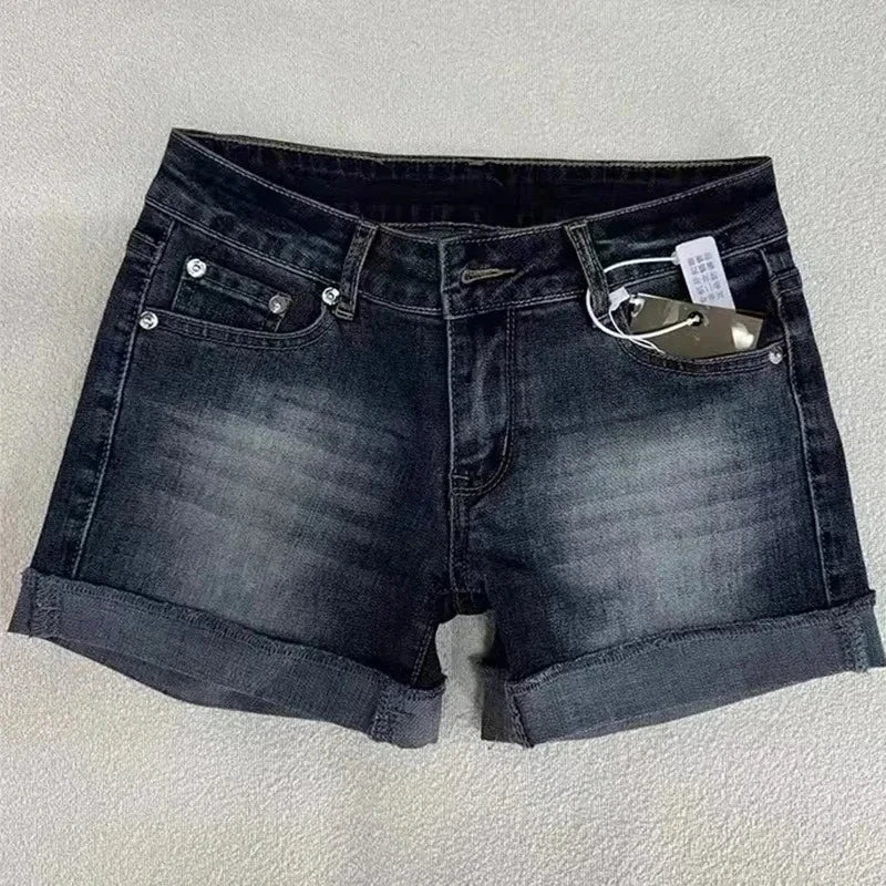 Women's Tassel Denim Shorts Streetwear Low Waist Mini Jeans Shorts 2000s Vintage Y2k Cowboy Short Pants Harajuku Clothes