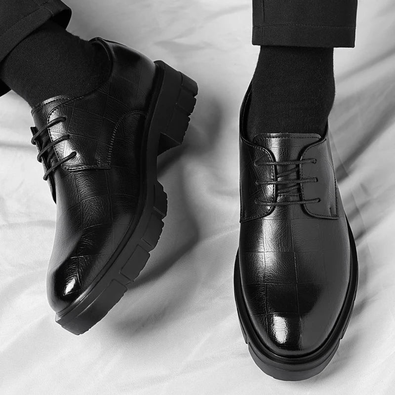 8-10cm Height Increasing Shoes for Men Platform Breathable Lift Casual Inside High Shoes Business Dress Elevator Leather Shoes
