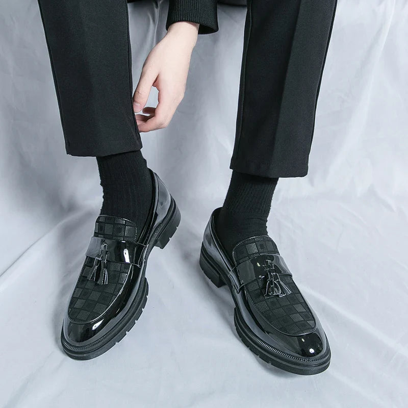 Leather Men Casual Black Tassel Loafers Handmade Soft Leisure Shoes Breathable Slip-On Comfortable for Drive Footwear Moccasins