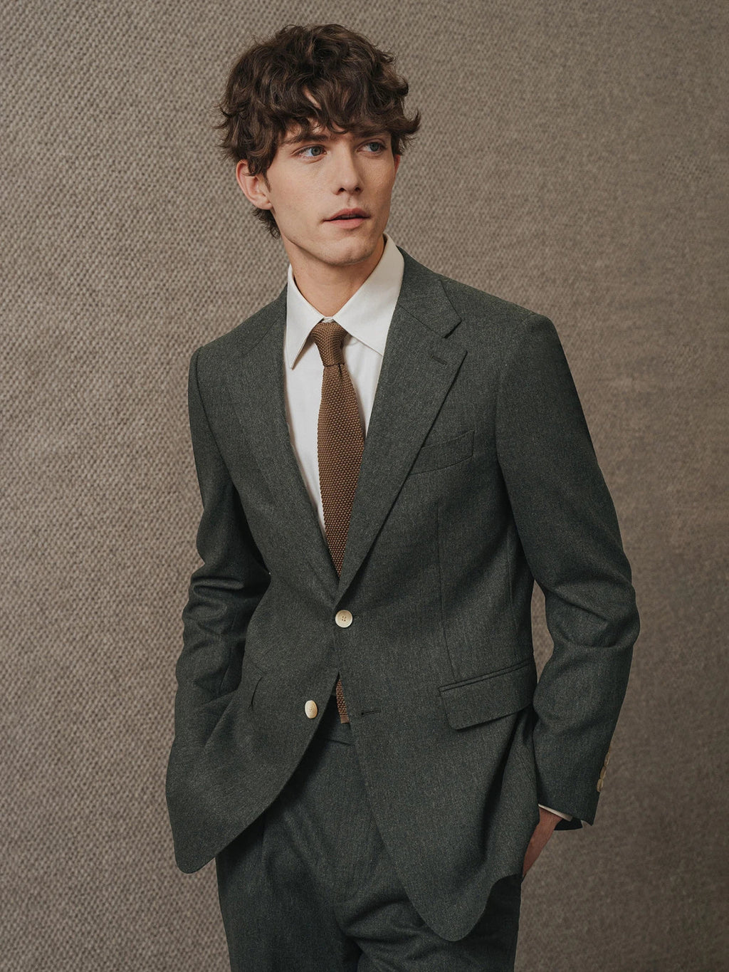 100% Wool Mens Suits Set Blazer + Pant Green Luxury Wedding Groom Wear Simple Style Fashion Man Suit Slim Fit Casual Clothes