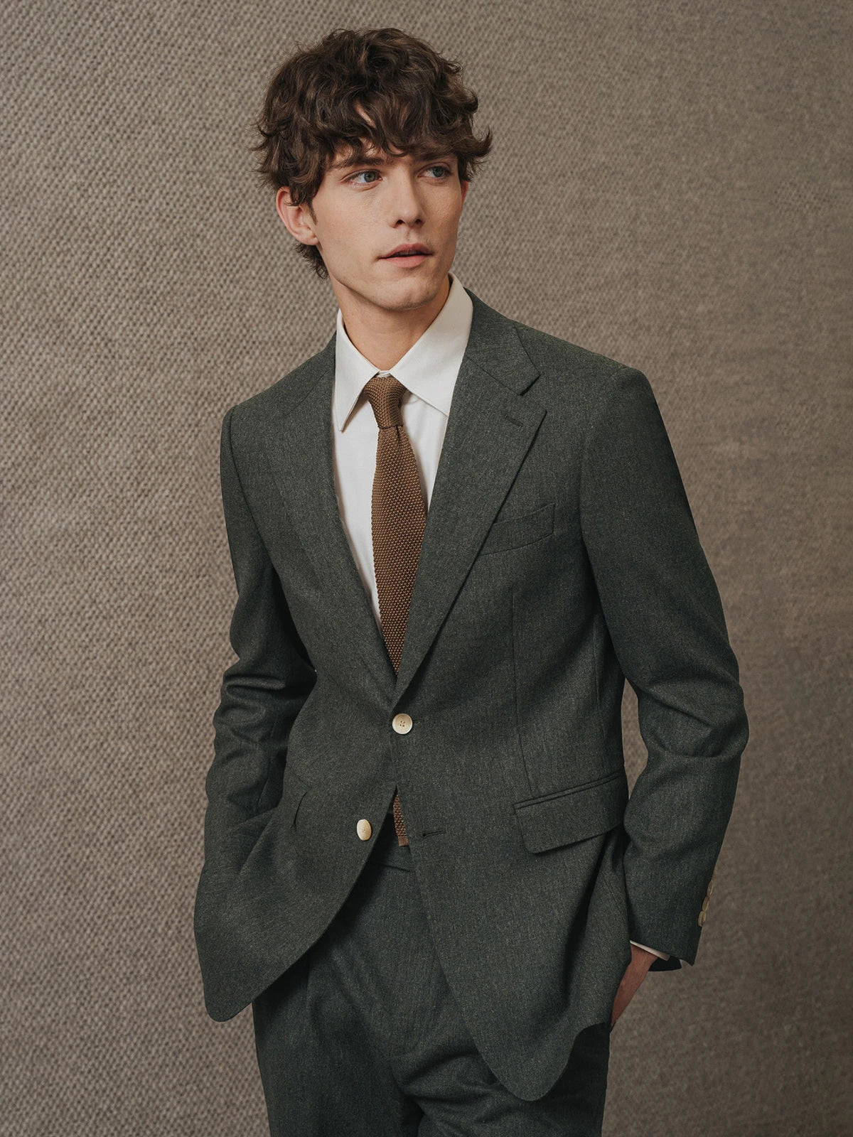 100% Wool Mens Suits Set Blazer + Pant Green Luxury Wedding Groom Wear Simple Style Fashion Man Suit Slim Fit Casual Clothes