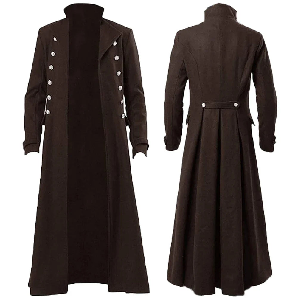Medieval Renaissance Costume Men Steampunk Vintage Trench Coat Gothic Long Coat Man Victorian Carnival Party Cosplay Costume 5XL