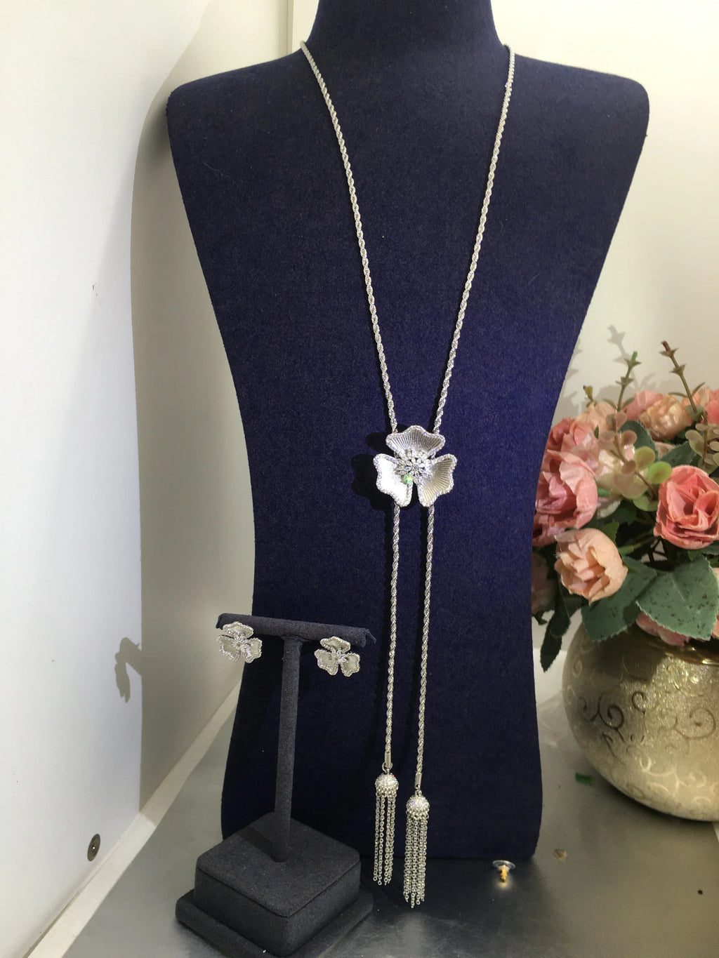 Trendy Fashion2PCS Luxury  flower Indian Jewelry Sets For Women Wedding Party Indian Dubai Bridal jewelry Set