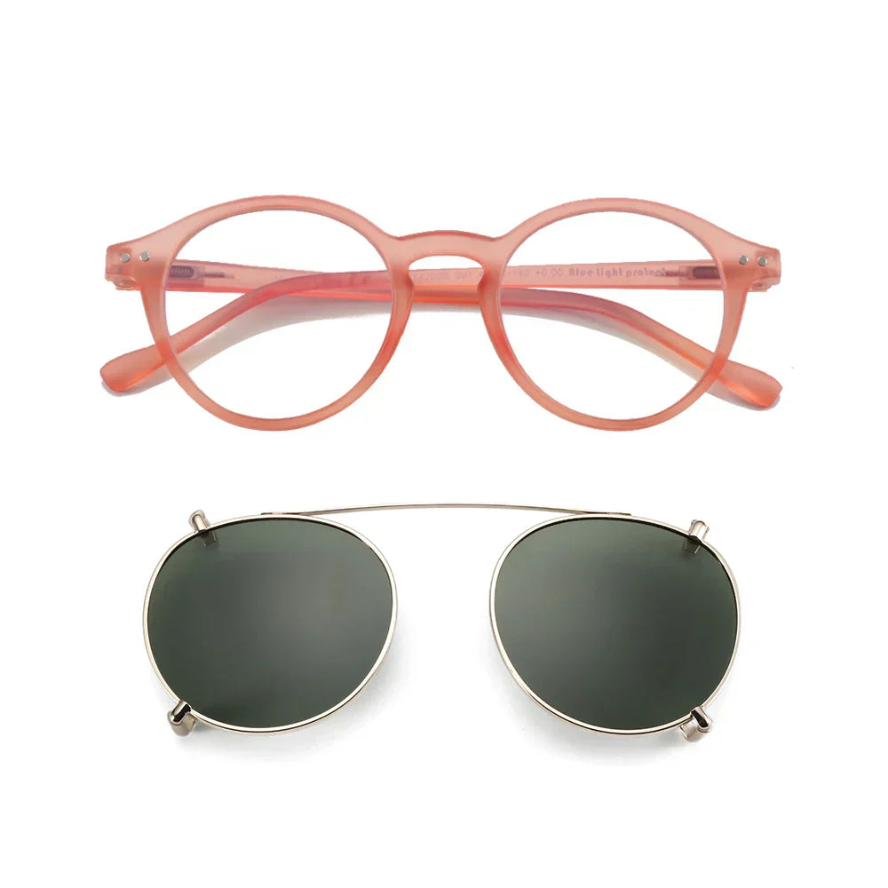Steampunk Style Glasses (Anti Blue Light Blocking Eyewear) + Clip Lenses（Polarized Sunglasses Clips）for Women Men