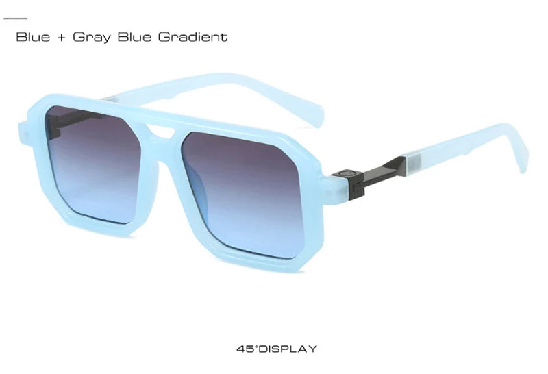 New Double Bridges Square Sunglasses Women Fashion Gradient Shades UV400 Retro Polygon Men Sun Glasses