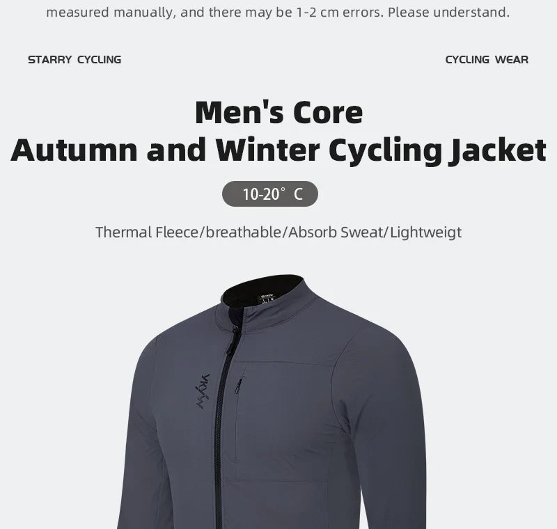 Men's Cycling Jacket 10-20°C Waterproof Windproof Bicycle Windbreaker Warmth Fleece Road Bike Jacket Cycling Clothing