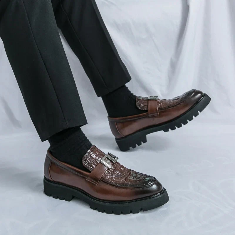 Mens Loafers Party Business Thick Soled Men Leather Shoes Dress Platform Shoes Comfortable Fashion New Casual Shoes for Men