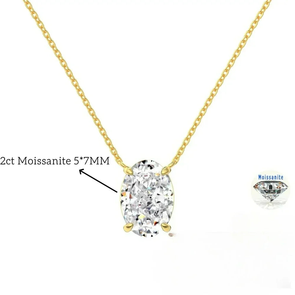 1/2/3Carat Oval Cut Solitaire Moissanite Pendant Necklace with certificate Diamond  Neckchain for women s925 silver Fine Jewelry