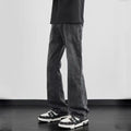 Black high-end micro flared jeans men's style 2025 spring new flared pants American high street curved casual pants