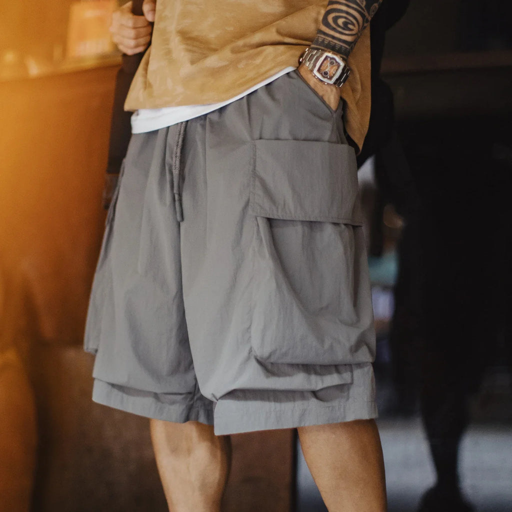2026 New American Retro Mountain Lightweight A-line Shorts Men Big Pocket Functional Straight Leg Summer Pants Cargo Pants
