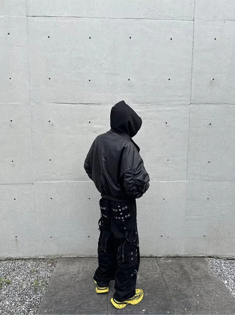 Autumn Winter Oversized Cool Black Thickened Warm Pu Leather Jacket Men Hood Luxury Designer Fake 2 Clothes