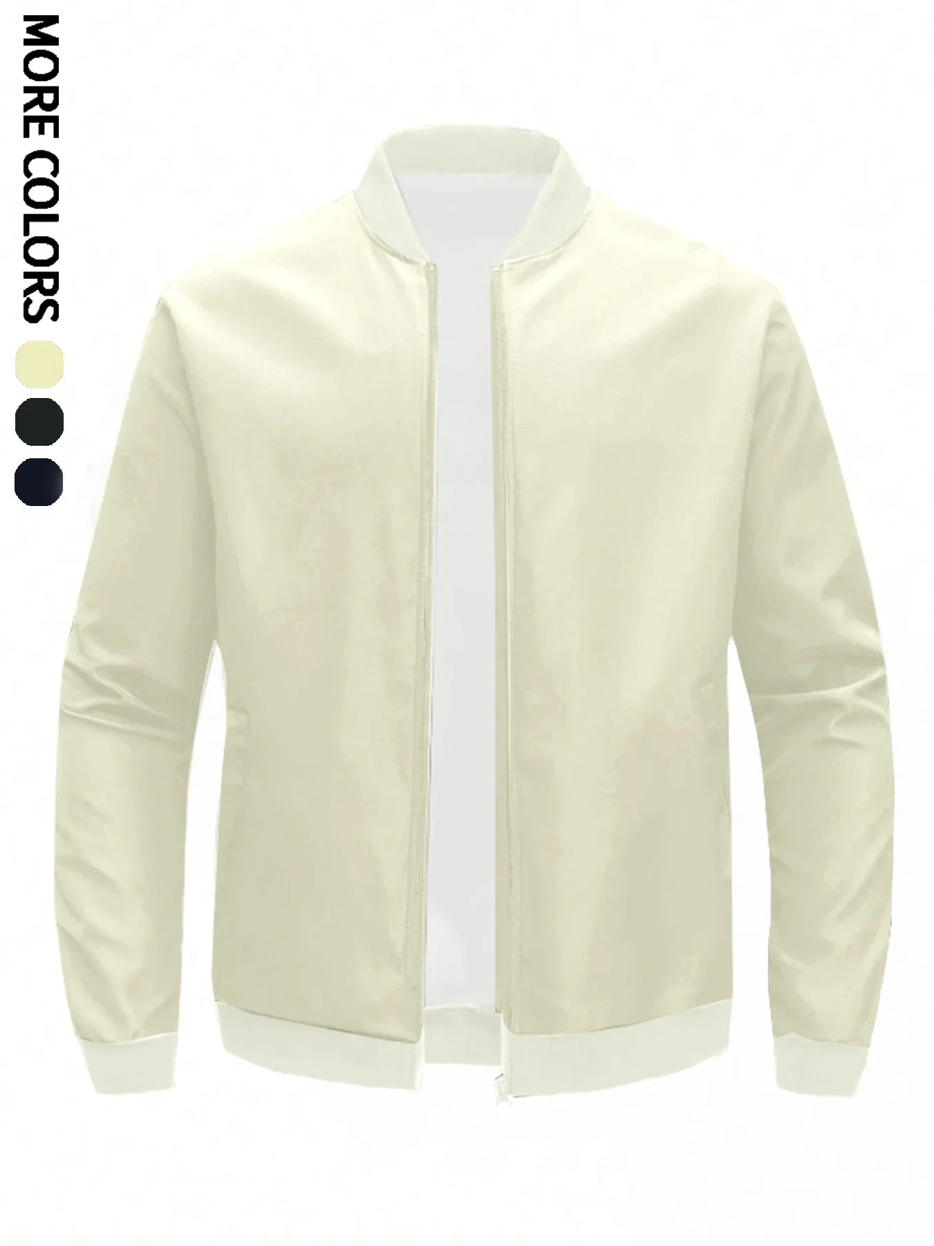 Men's Plain Light Jacket, Outdoor Sports and Leisure Stand-Up Collar Top, Baseball Jacket with Zipper and Elastic Hem, Windproof, Wear-Resistant, Comfortable and High-Quality Fabric, Suitable for Home Leisure, Work Clothing t