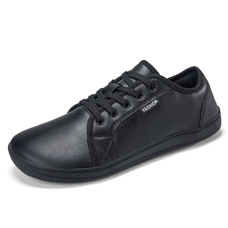 Oiaano Wide Toe Men Minimalist Shoes Comfortable Sneakers Leather Casual Shoes Black Slip On Leisure Loafers Drive Office