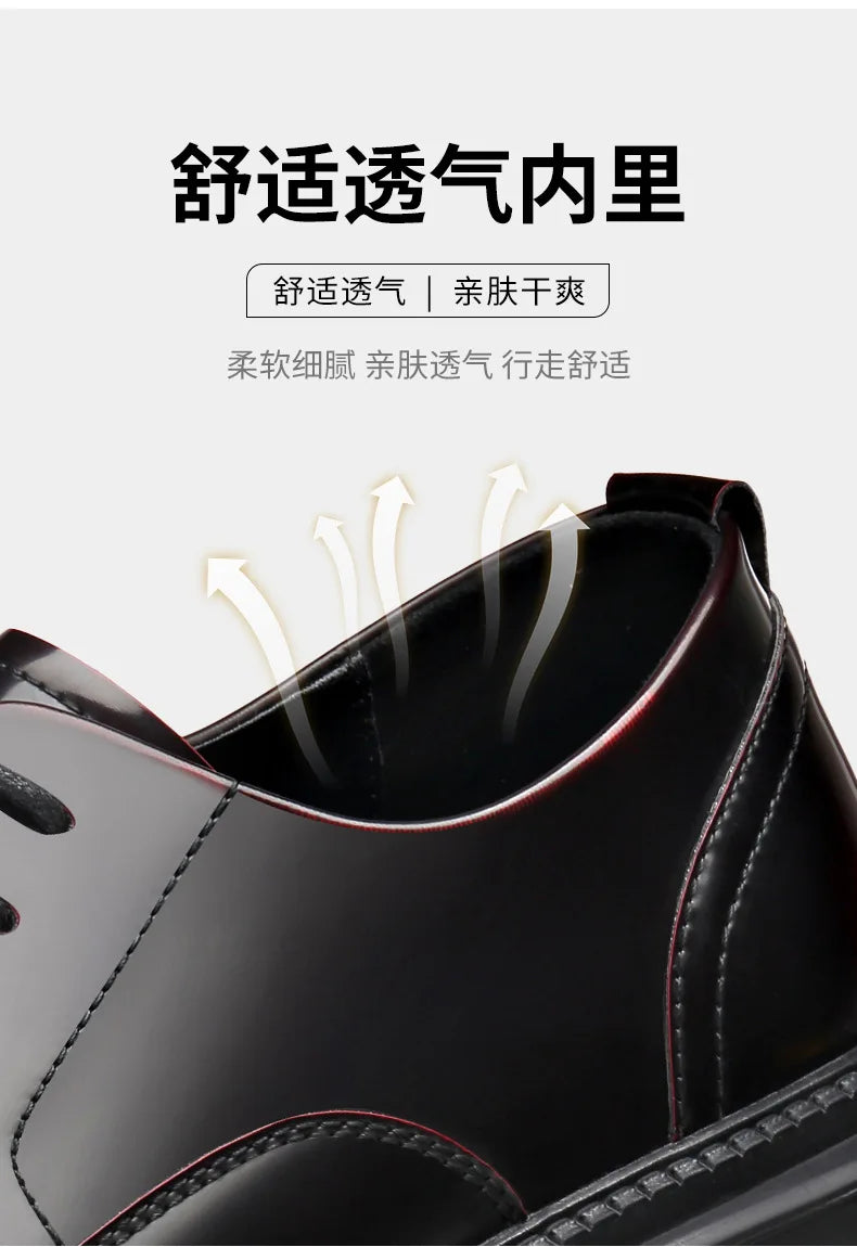 British Thick-soled Formal Leather Shoes Men Spring Autumn Lace Designer Platform Shoes Male Fashion Business Casual Shoe Man