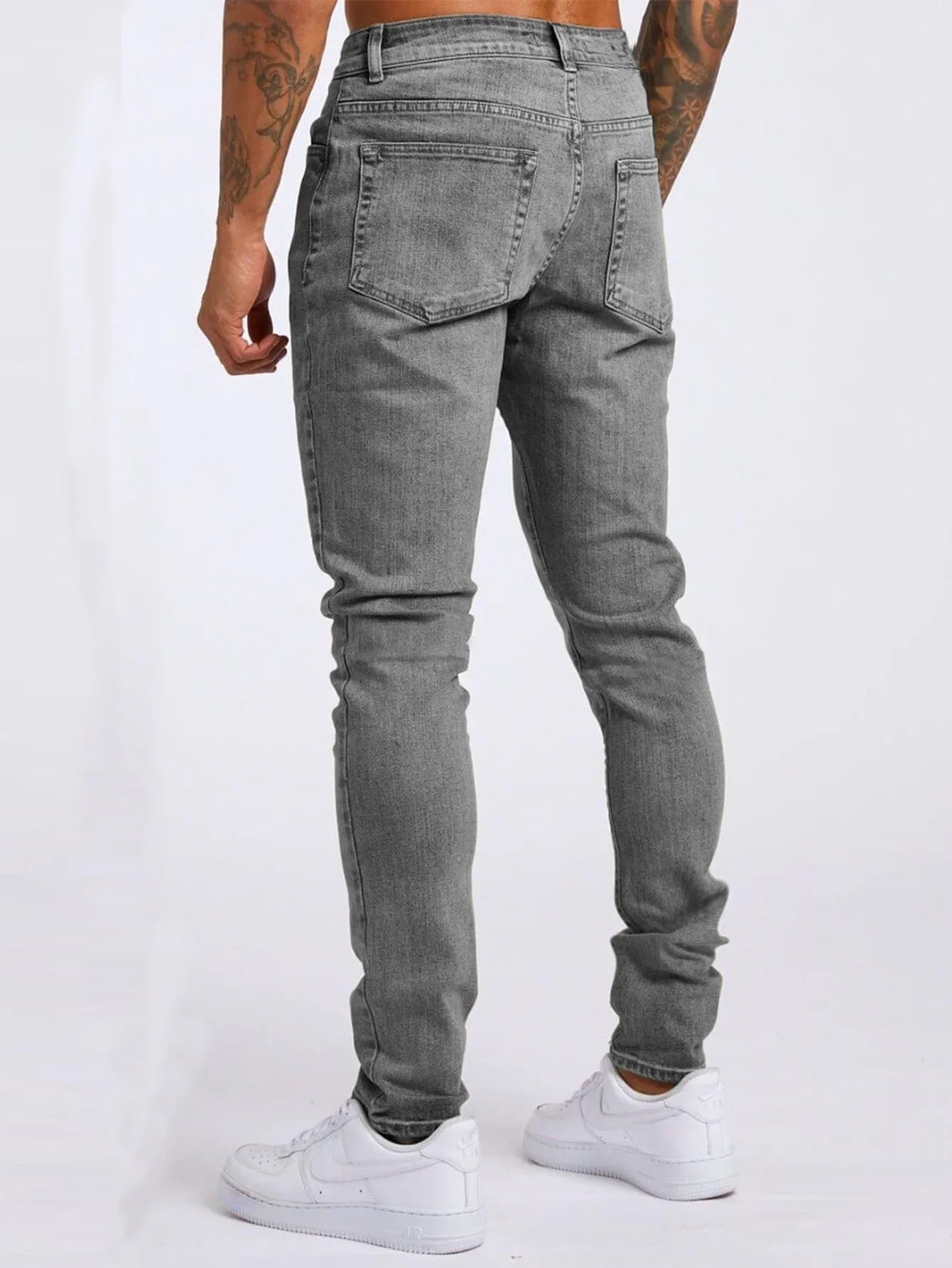 1pc men's elastic daily travel American street, regular banana pants jeans