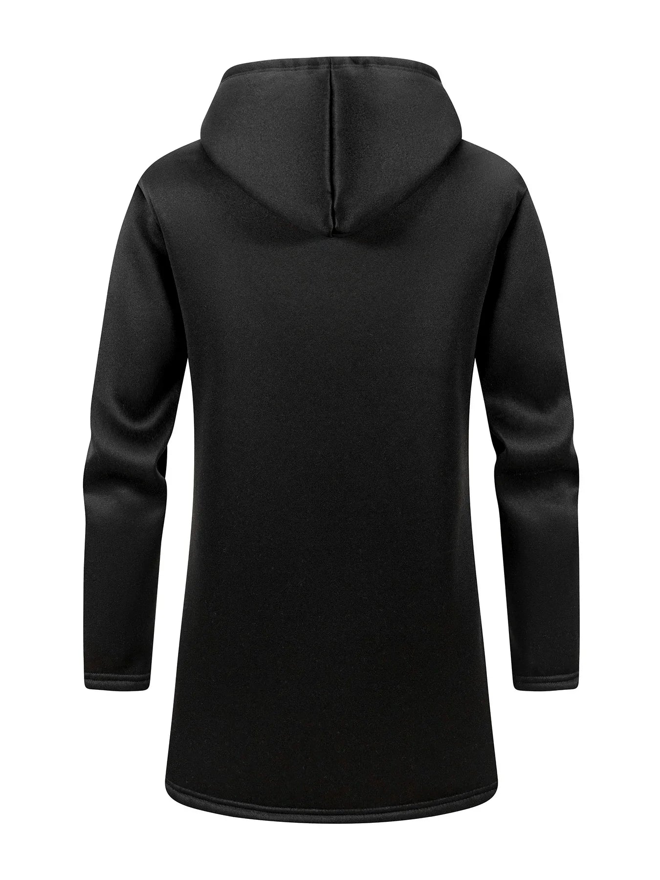 Men's Winter Warm Long Coat Zipper Jacket Zip Windbreaker Thick Fleece Windproof Overcoat Casual Contrast Color Hooded Jacket