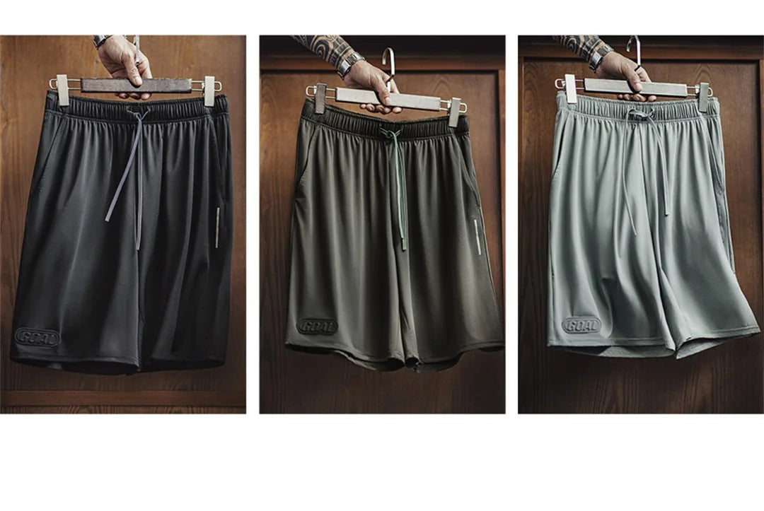 Men's American Workwear Mesh Ice Cool Breathable Short Thin Loose Outdoor Sports Fitness Casual Summer Training Bottoms