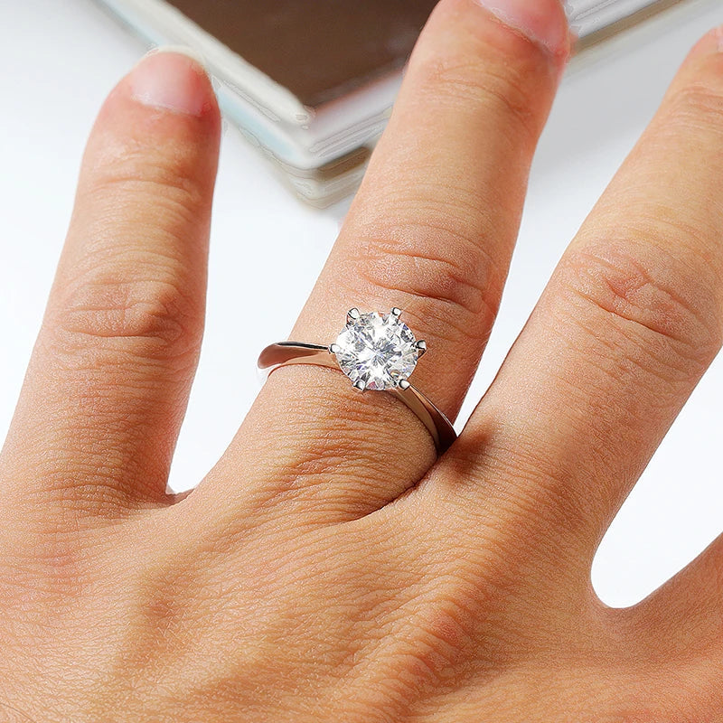 Smyoue Certified 1-5CT Moissanite Ring VVS1 Lab Diamond Solitaire Ring for Women Engagement Promise Wedding Band Jewelry Fine
