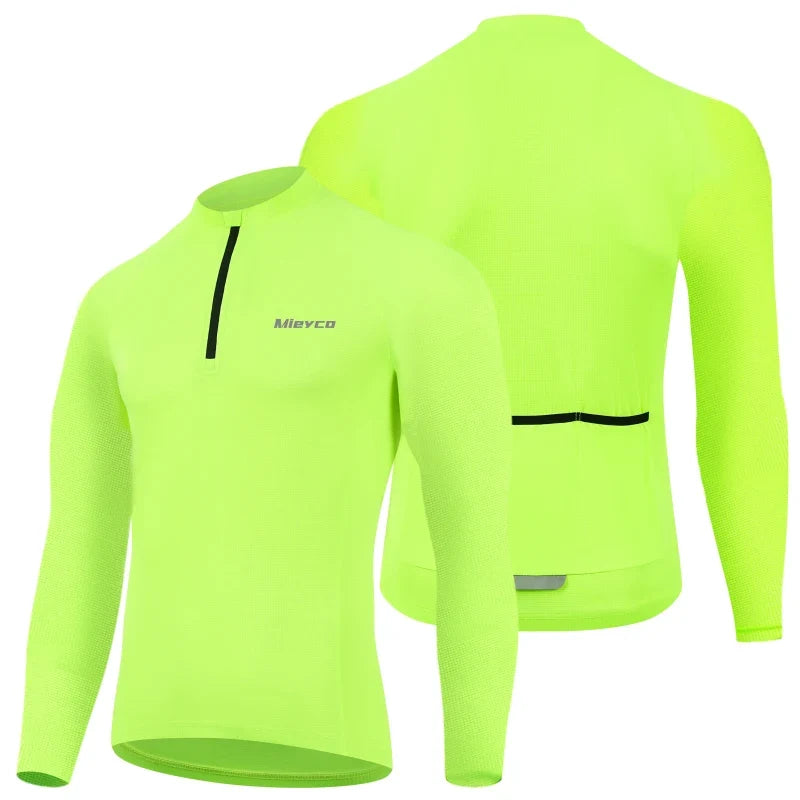 Men Cycling Jersey Long Sleeve Mountain Bike Shirt Three Pocket safty Reflective Cycling Jacket Sportswear Camisetas De Hombre