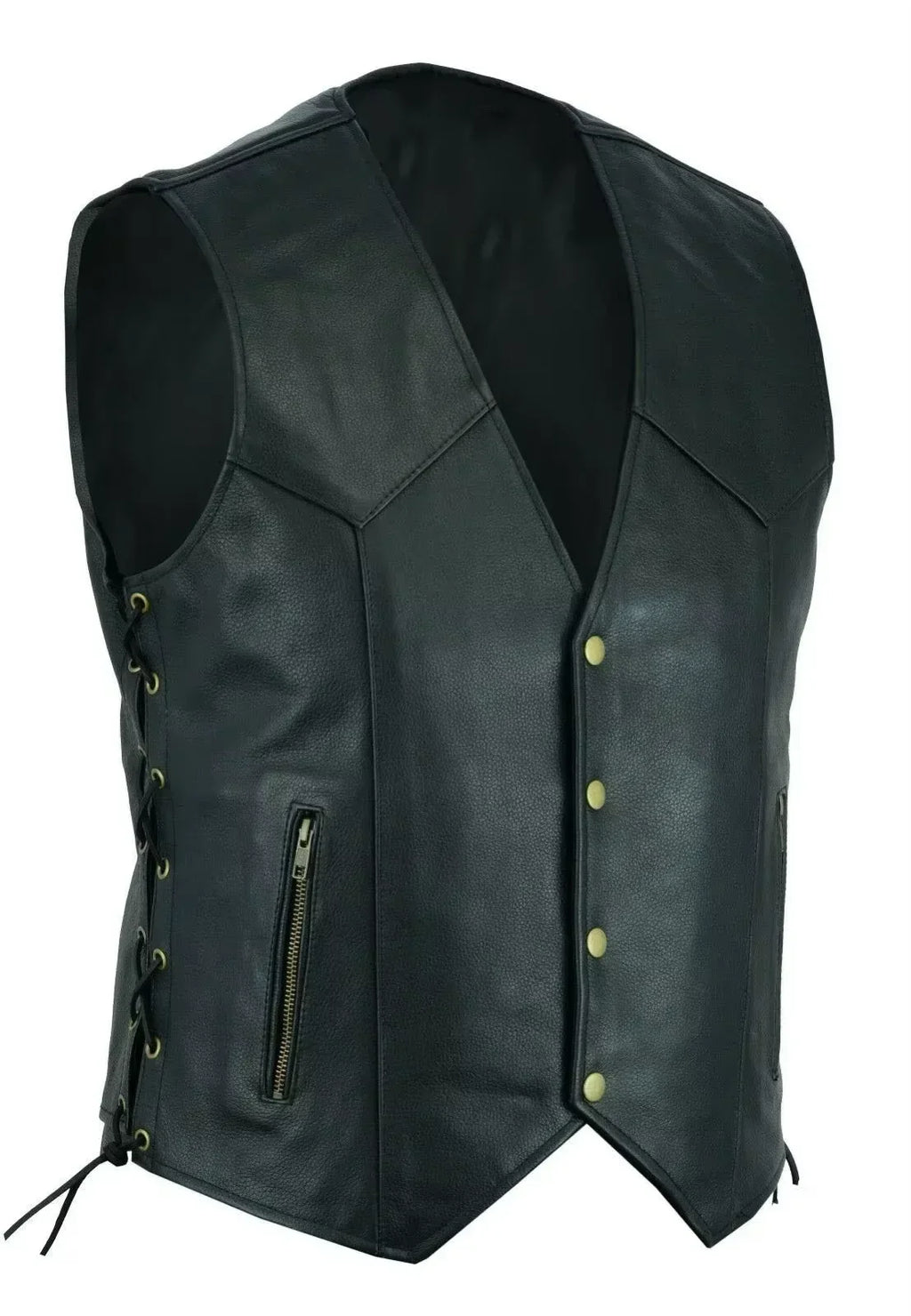 Vest Leather Punk Fashion Casual Coat Motorcycle Vest Men Solid Vest Fleet