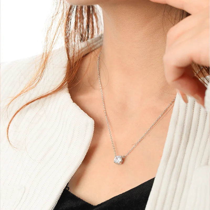 Luxury 1/2/3/5CT Real D Color Moissanite Pendant Necklace For Women Men 925 Silver Plated 18K Bridal Neck Fine Jewelry Gift