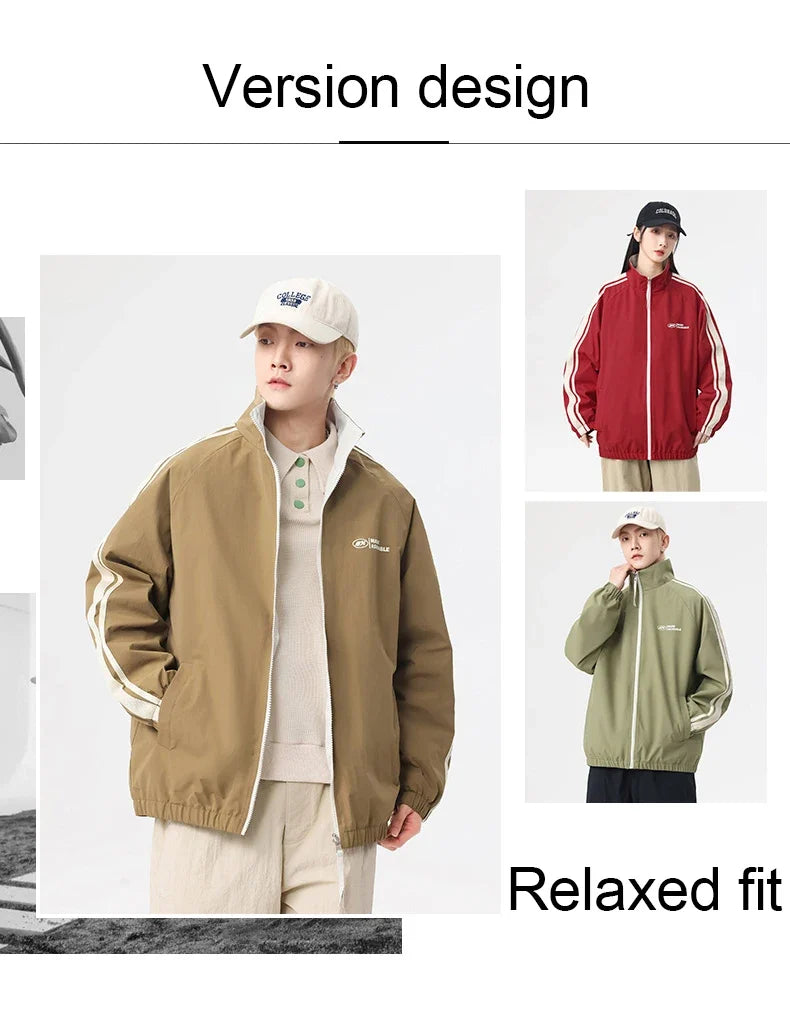 New Jacket Two-sided Long Sleeve Outdoor Men Coats Women Reversible Windproof Coats Splashproof Double-Sided Jackets Couple Top