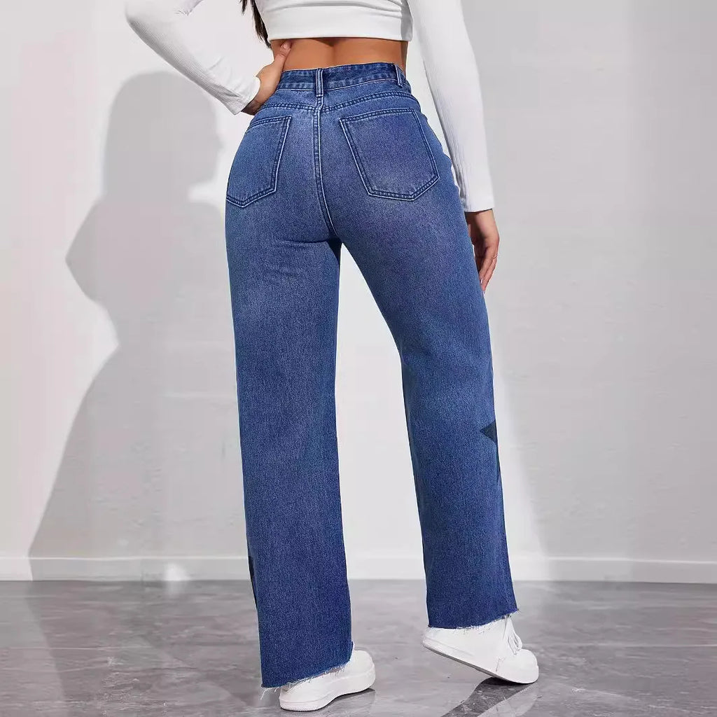 High Waist Washed Jeans Women Jean Ankle Length