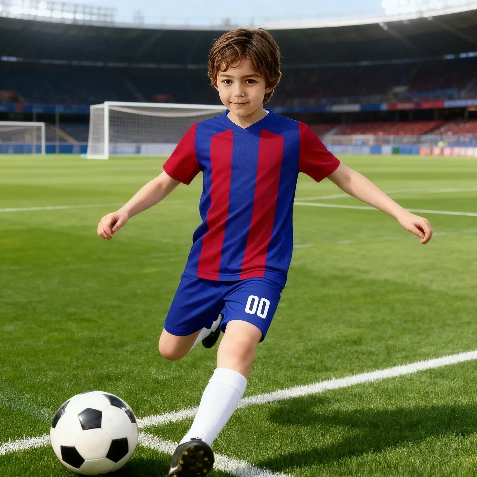 Personalized Kids Soccer Jersey Set Custom Name Number Soccer Kit  Boys Girls Youth Team Soccer Uniform Blue Red Football Shirt