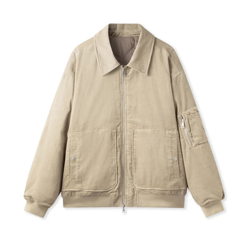 Cotton Jacket Men Corduroy Texture 2024 Winter New Pilot Jacket Thick Oversize Cotton Jacket