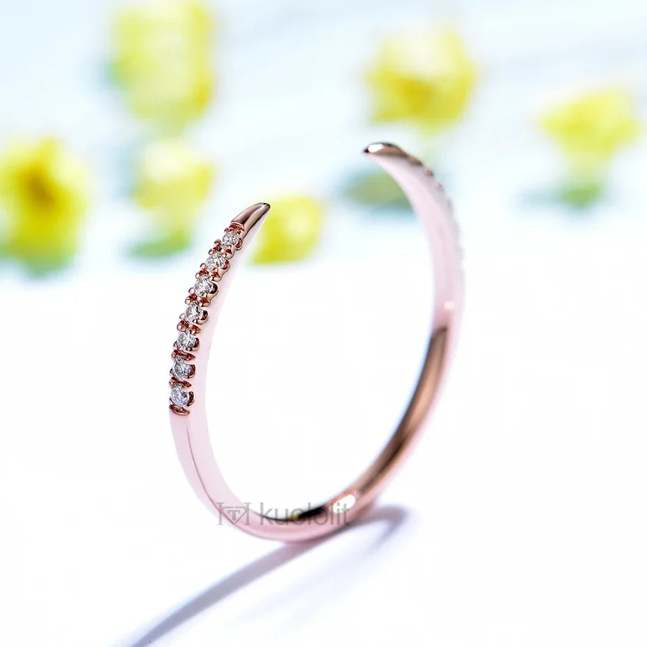 AU750 18K 14K Rose Gold Moissanite Ring for Women  Solitaire Matching Wedding Diamond V Band Engagement Christmas 2022