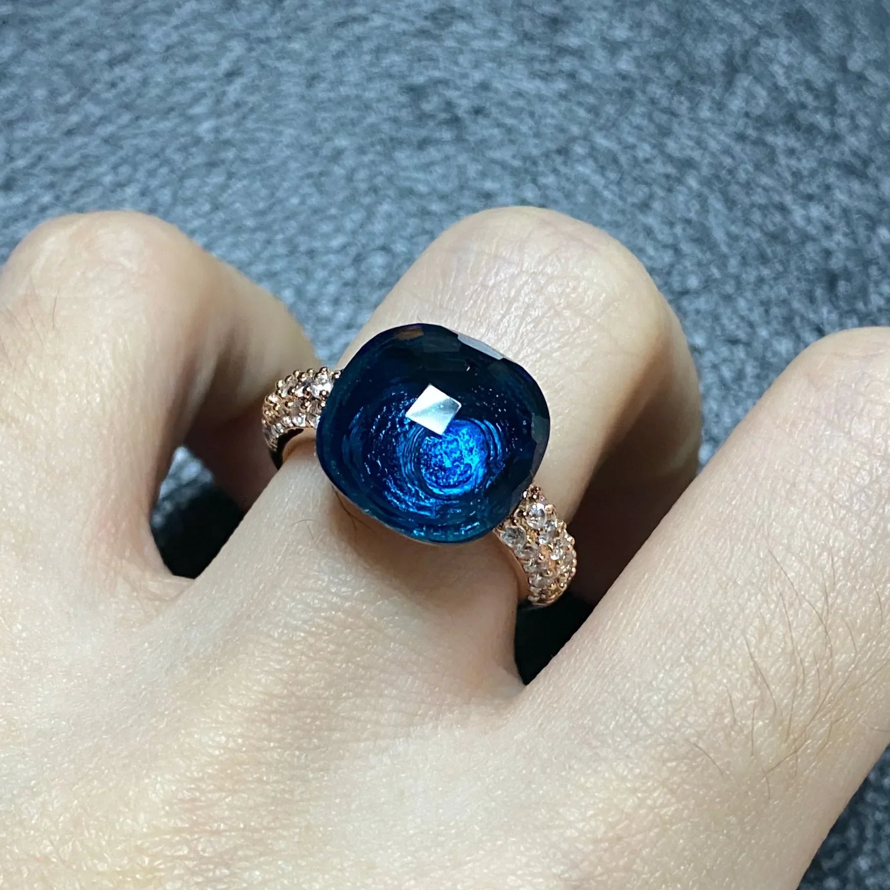 Original Design Pink Crystal Zircon Ring Candy Style Flat Ring for Women Wedding Party Fashion Jewelry Gift