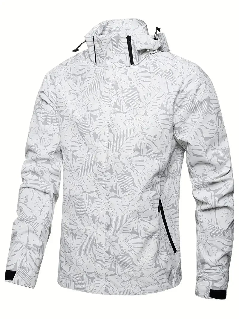 Men's Casual Lightweight Waterproof Windbreaker Jacket, Full Zip Up Hooded Shell Outdoor Hiking Coat For Autumn Size