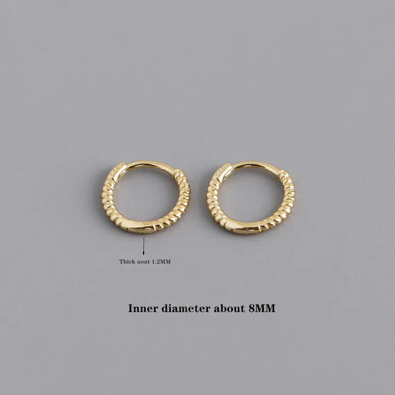 925 Sterling Silver Fashion Piercing Charm Twist Huggies Hoop Earrings for Women Rock Gothic Unisex Jewelry Ear Buckles