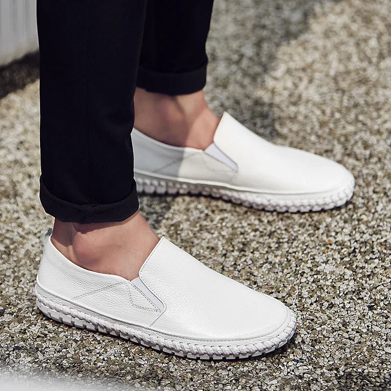 New Plus Size 49 50 Men Loafers Soft Moccasins Fashion Soft Spring Autumn Genuine Leather Shoes Men Casual Flats Driving Shoes