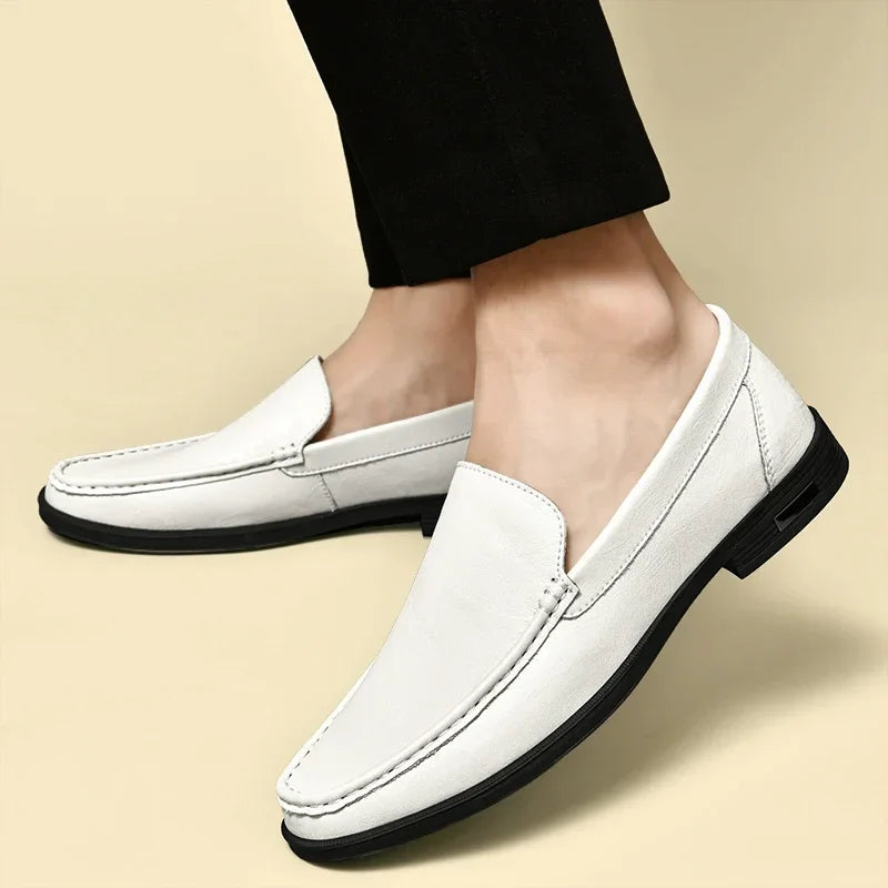 Leather Men Footwear Slip on Office Man Formal Shoes Wedding Party Men Dress Shoes Breath Driving Lazy Loafers Moccasins