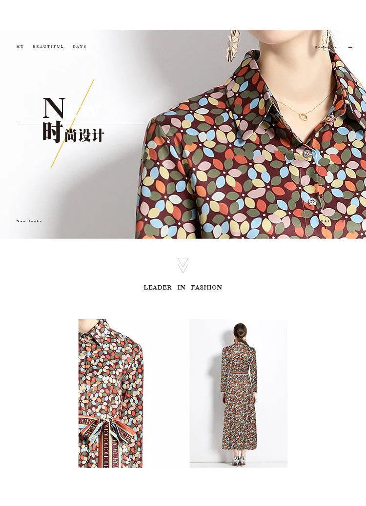 2024 Autumn New Women's European and American Versatile Waist and Slimming Letter Positioning Printed Dress A-line Long Dress