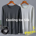 New 2025 Men's Ice Silk Breathable Sun Protection Hollow out Thin Long Sleeve Casual Sports T-Shirt Large Size Loose Fit