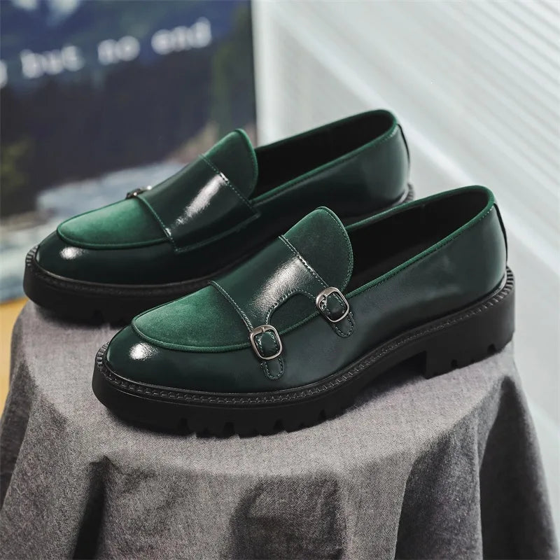 New Buckle Designer Big Size Loafers For Man Spring Autumn Business Leather Platform Shoes Male Fashion Casual Elegant Shoes Man