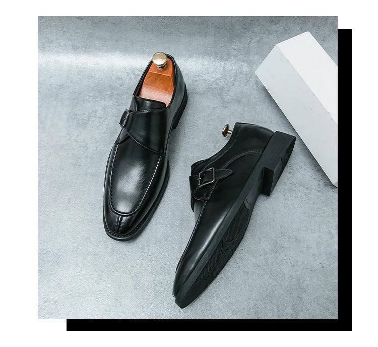 Men's business casual leather shoes cowhide retro round head British leather shoes men's leather big head men's shoes tide
