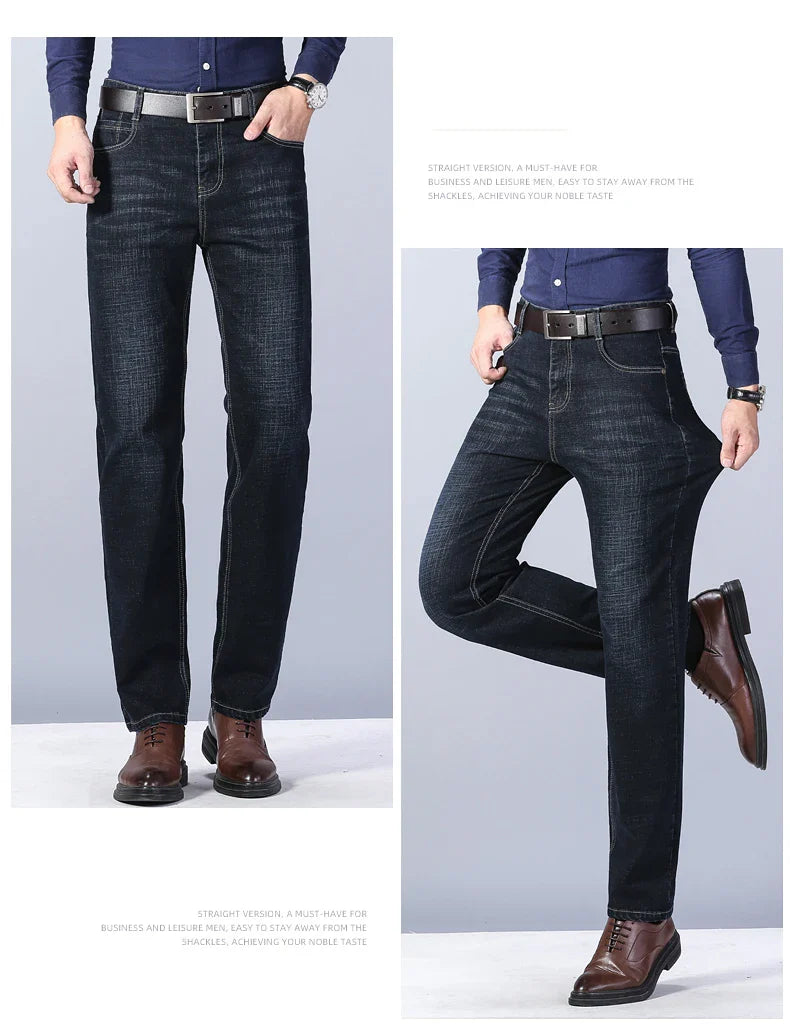 Men's Slim Fashion Denim High Quality Male Pants Elastic Black Blue Leisure Jeans Brand Clothing