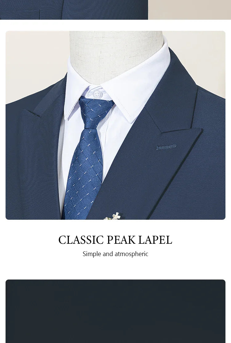 Double-breasted Men's Suit Fashionable and Casual Slim Fit Male Groom Wedding Blazers Party Dress Jacket Coat Pants