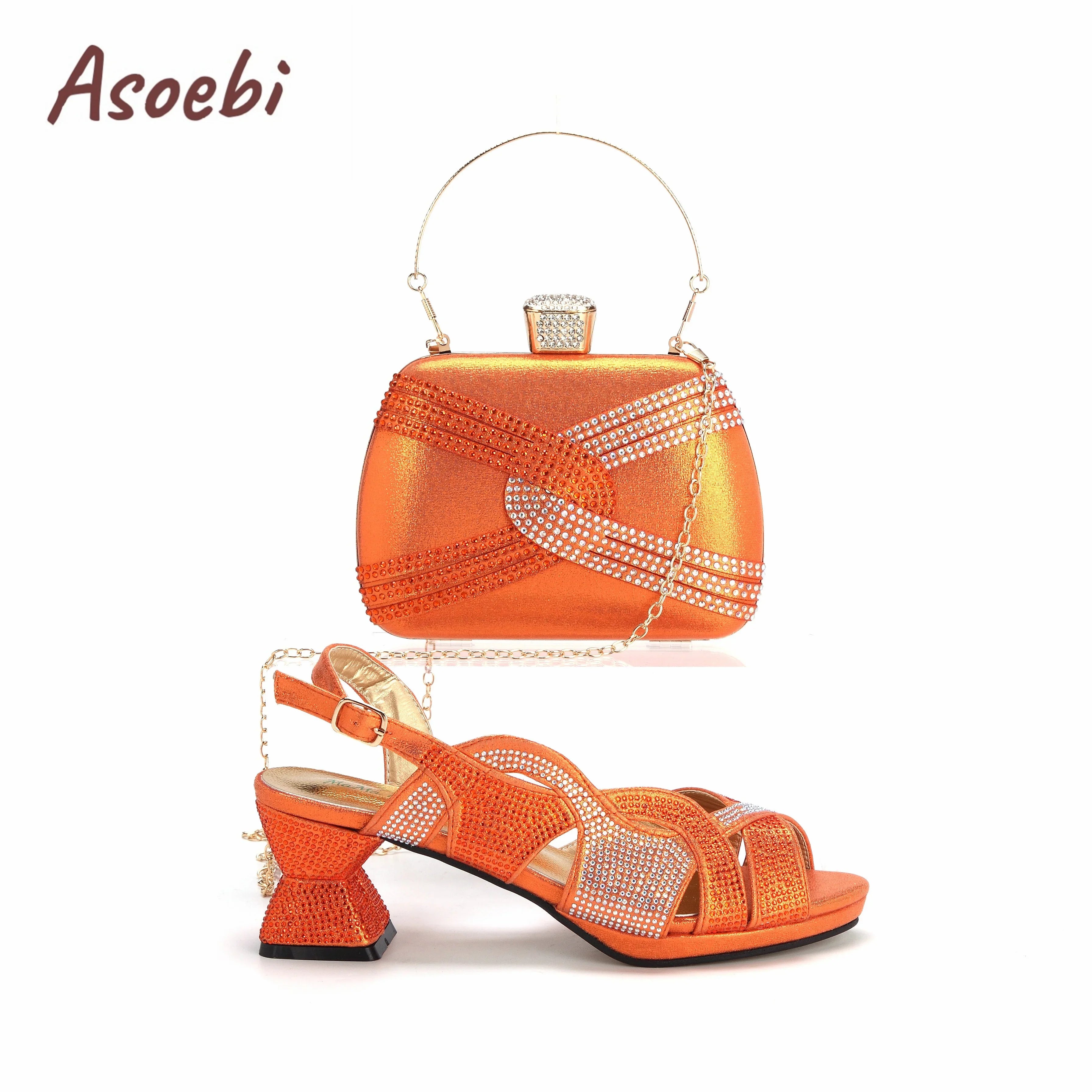 Purple Color Peep Toe Ladies Shoes Matching Bag Set