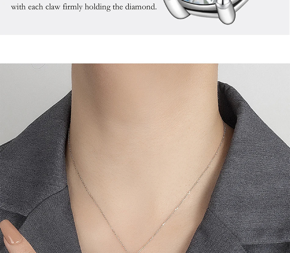 0.5-5CT Moissanite Necklace for Women S925 Pure Silver Classic Six Claw Round Diamond Pendant Minimalist Wedding Jewelry