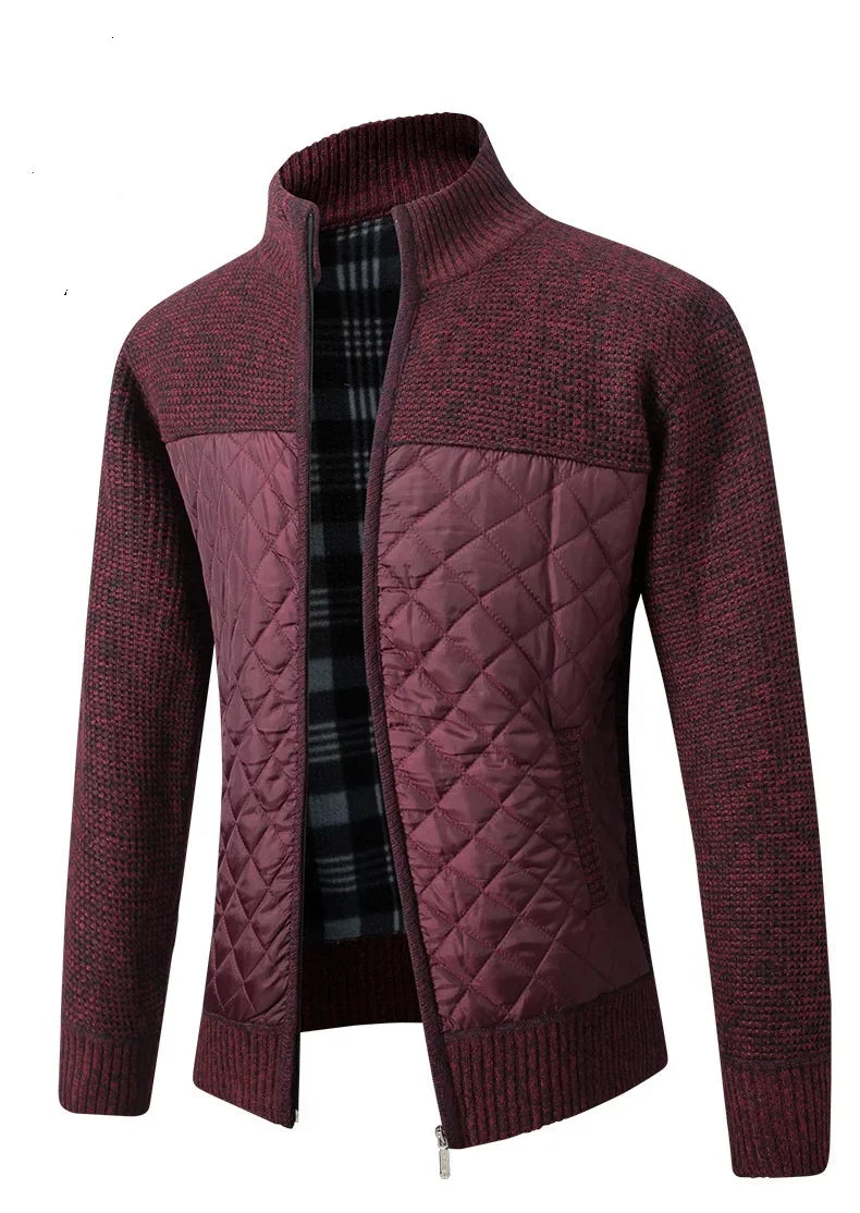 Autumn Winter New Men's Jacket Slim Fit Stand Collar Zipper Jacket Men Solid Thick Warm Jacket Men Sweater