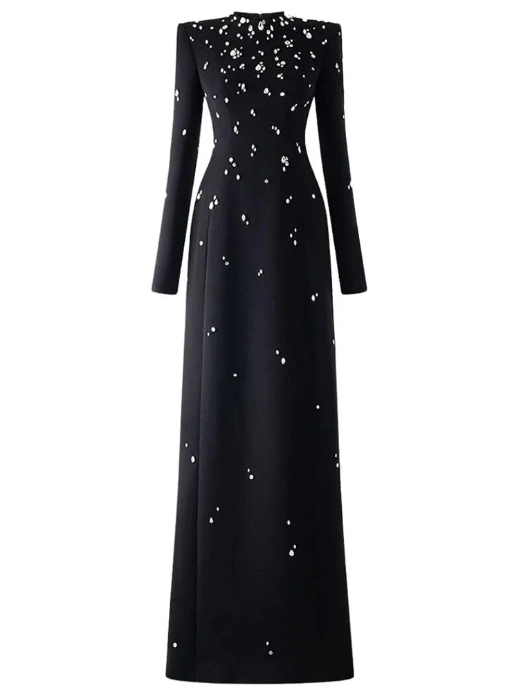 Newest 2026 Designer Fashion Women's Rhinestone Diamonds Beaded Long Maxi Dress