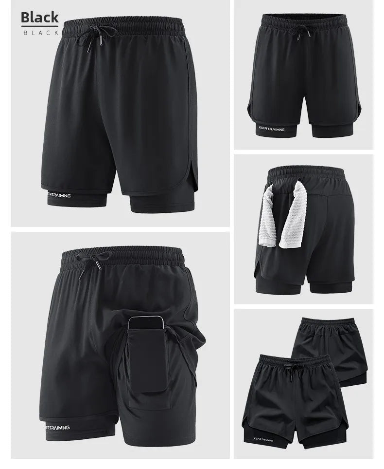 Men Running Shorts Gym Sports 2 in 1 Camo Quick Dry Workout Training Gym Fitness Jogging Short Sweatpants Summer Men Sportswear
